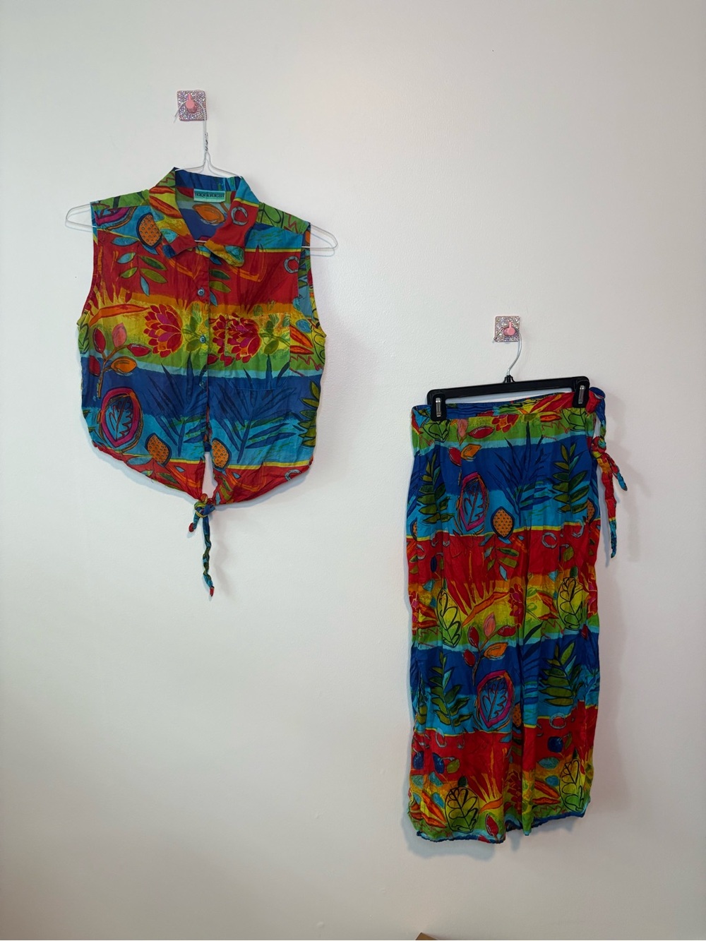 Colorful Tropical Two-Piece Swim Coverup Set